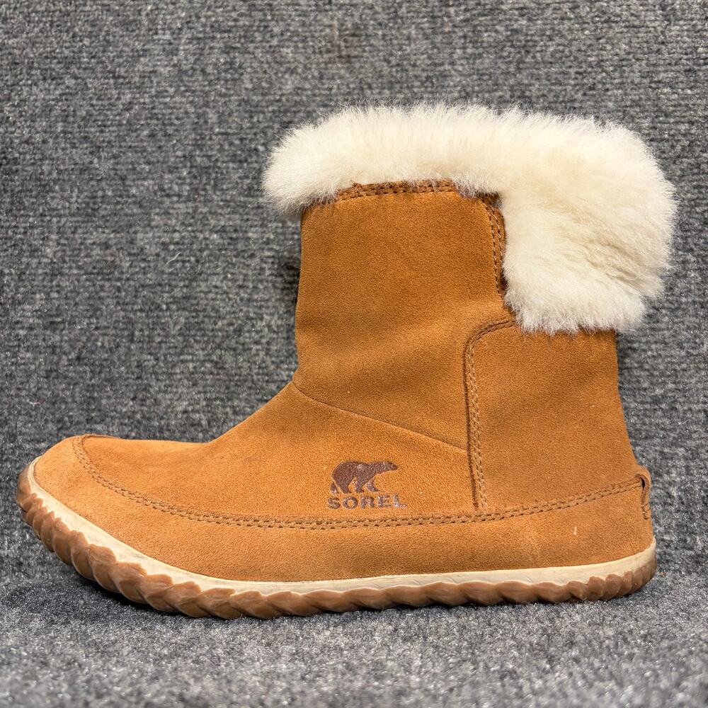 Sorel Tan Suede Shearling Cuff Slipper Ankle Booties Womens 8.5 Out N About